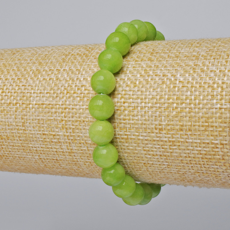 צמיד אוניקס מאקרילי מלאכותי, כדור חלק, קוטר 8.5 מ״מ, אורך 18 ס״מ, אלסטי