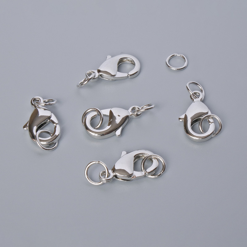 אביזרי פרזול - סוגר קרבינר, קוטר 10×5 מ״מ, צבע מתכת כסוף, יחידה אחת