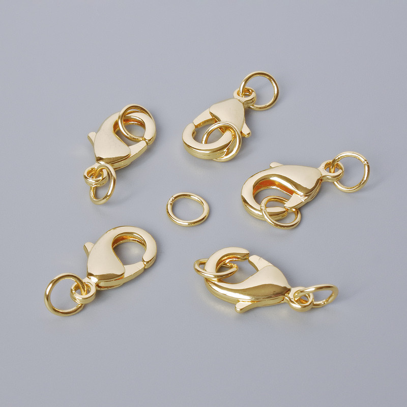 אביזר סגר-קרבינר, קוטר 15×8 מ״מ, צבע זהב של המתכת, 1 יחידה