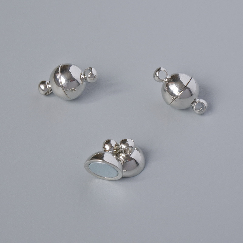 סוגר מגנטי, קוטר 14×8 מ״מ, צבע מתכת כסוף, 1 יח'