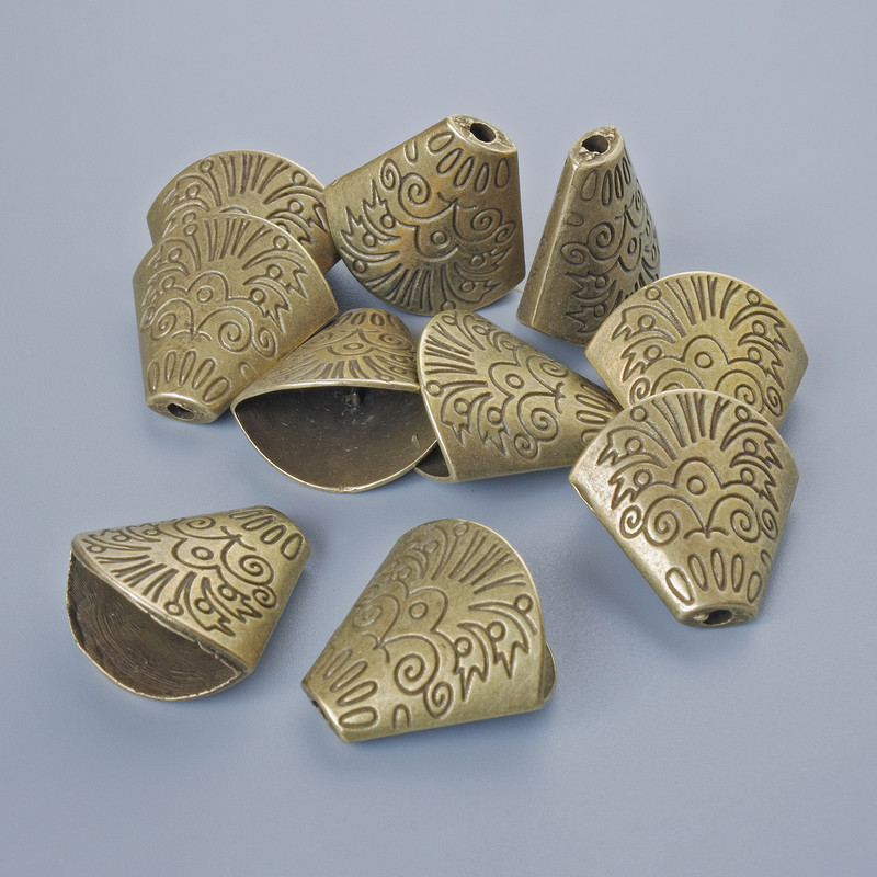 אביזרי קצה, קוטר 18×19, 5×10 מ״מ, קוטר חור 2–3 מ״מ, אריזה 10 יחידות ±, צבע מתכת: ברונזה