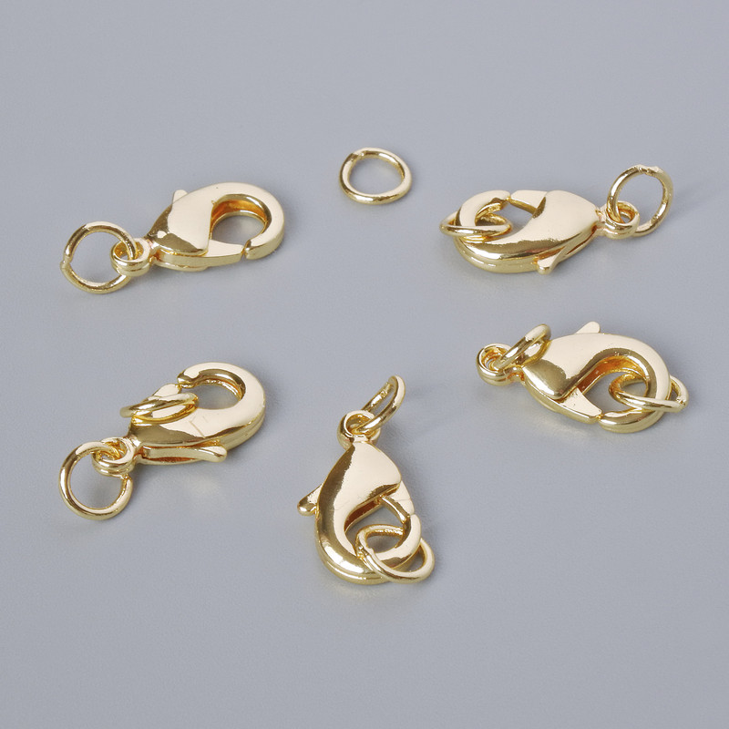 סוגר קרבינר, קוטר 12×6 מ״מ, צבע זהוב של המתכת, 1 יחידה