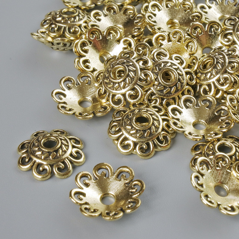 אביזרי קצה, קוטר 12×2 מ״מ, קוטר פתח 2,3 מ״מ, אריזה 20 גרם ± צבע מתכת מוזהב בהיר