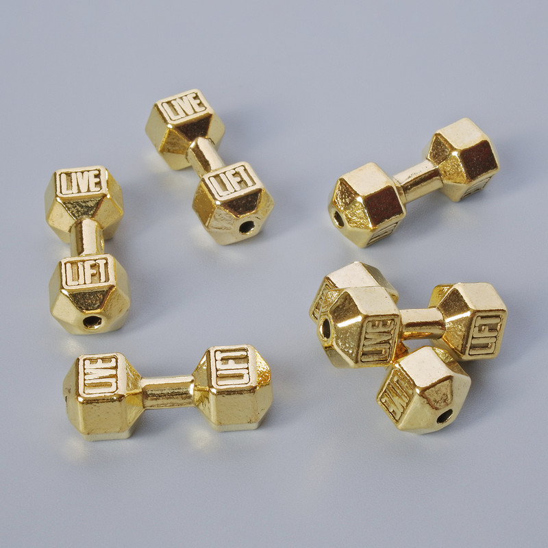 חרוז «משקולת», קוטר 8×19.5 מ״מ, אריזה 6 יחידות, צבע מתכת זהוב