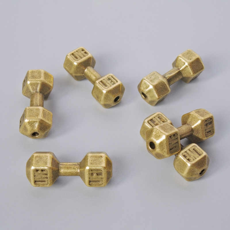 אביזרי חרוז בצורת משקולת, קוטר 8×19 מ״מ, חבילה 6 יחידות, צבע מתכת ברונזה