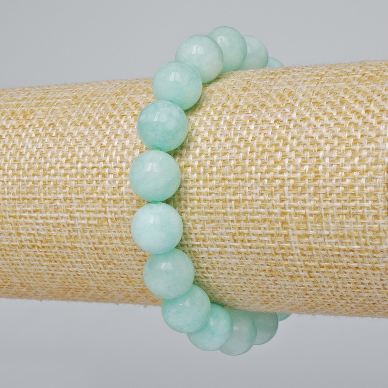 צמיד אמזוניט מאבן טבעית, כדור חלק בקוטר 10 מ״מ, אורך 18 ס״מ (אלסטי)