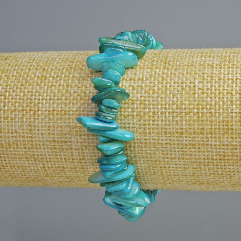 צמיד מפרלאמוטר כחול בהיר, קוטר 10×2 מ"מ, אורך 18 ס"מ (גמיש)