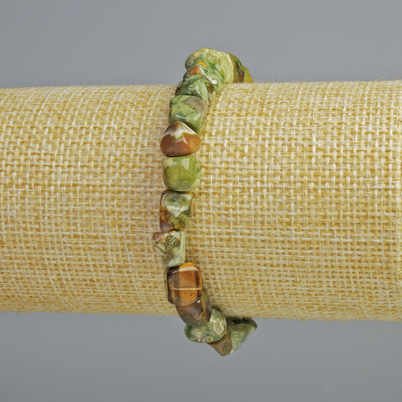 צמיד ג'ספר טבעי, אבן טבעית, חרוזים מחוספים בזוויות, קוטר 8x8 מ"מ, אורך 18 ס"מ, (אלסטי)