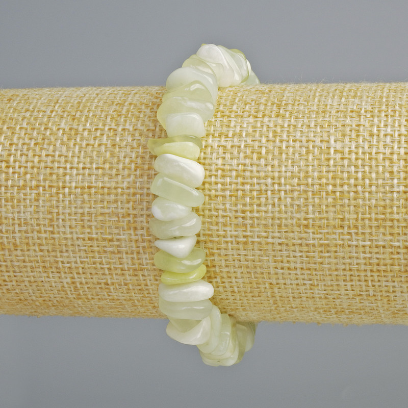 צמיד ג'יידייט מאבן טבעית, גרגרי, קוטר 10×3 מ״מ, אורך 18 ס״מ, אלסטי