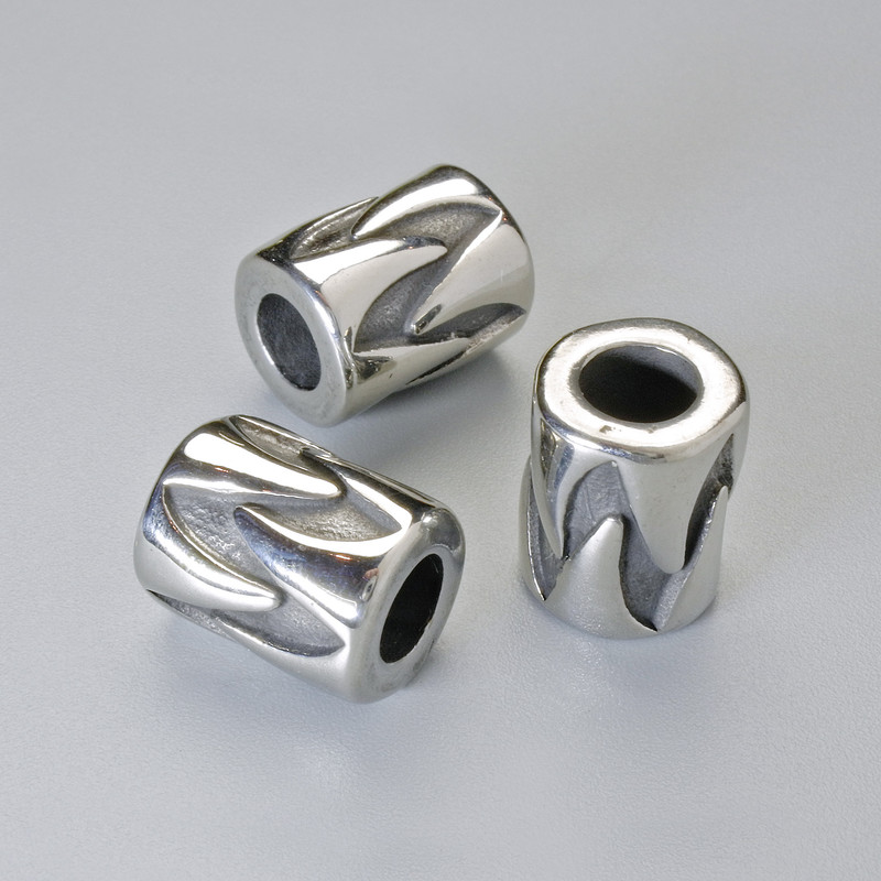 אביזרי חרוז-הכנסה, קוטר 12×9,5 מ״מ, פתח 5 מ״מ, צבע מתכת כסוף, יחידה אחת