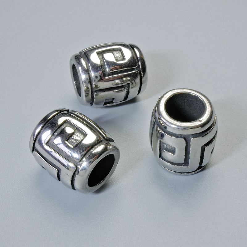 אביזרי חרוז-הכנסה, קוטר 12×11 מ״מ +/-, פתח, קוטר 5,9 מ״מ, צבע מתכת כסוף, 1 יח'