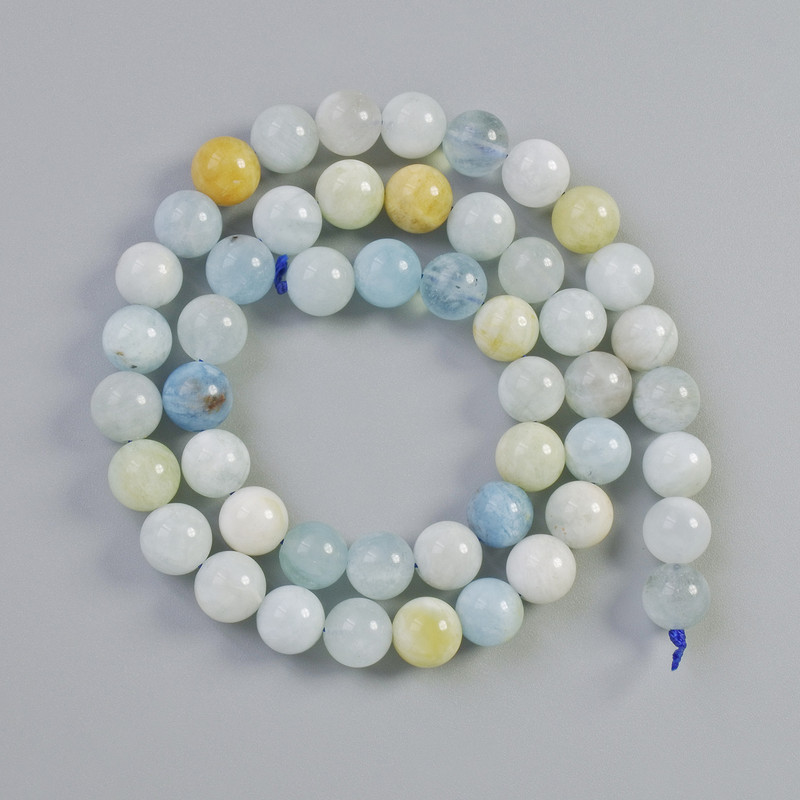 חרוזי מורגנייט – אבן טבעית, חרוזים חלקים, קוטר 8 מ"מ, אורך 38 ס"מ על חוט