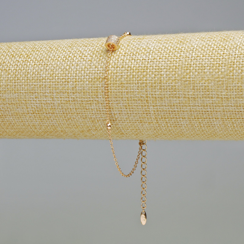 צמיד Xuping זהב מצופה 18K עם אבני זירקונים לבנות, עובי 1.8 מ״מ, 6 מ״מ+-, אורך 19-24 ס״מ