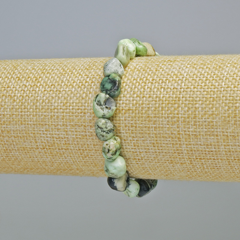 צמיד מאבן טבעית וליט מגולף, קוטר 10 מ״מ ± (אלסטי), אורך 18 ס״מ+