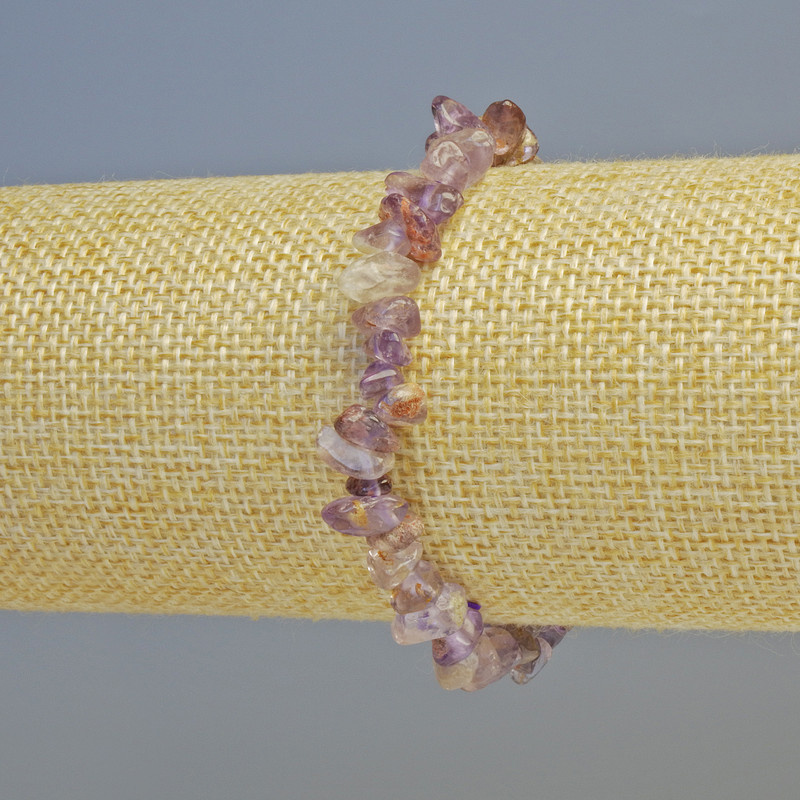 צמיד אמטרין — חתיכות אבן טבעיות, קוטר 7×3 מ״מ ± (אלסטי), אורך 18 ס״מ+