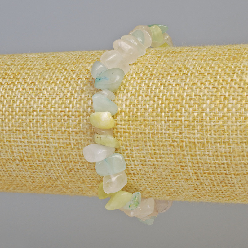 צמיד מורגנייט טבעי — אבן טבעית, חתיכות בגודל 8×4 מ״מ ± (אלסטי), אורך 18 ס״מ+