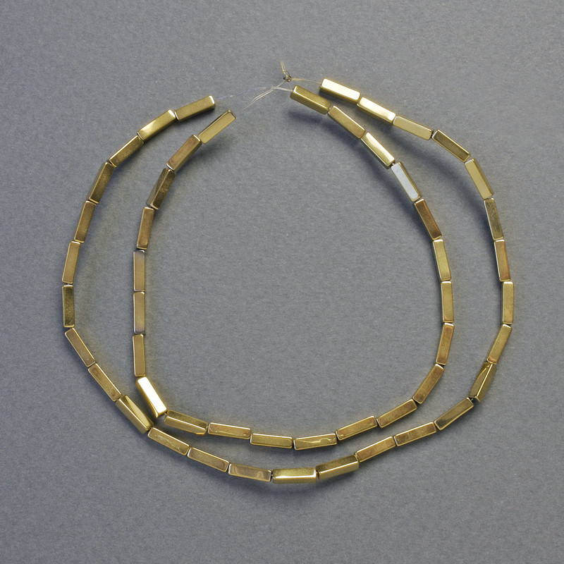 פנינים מהמטיט מלבניות בצבע זהב, קוטר 8×2 מ״מ, אורך 41 ס״מ — שרשרת