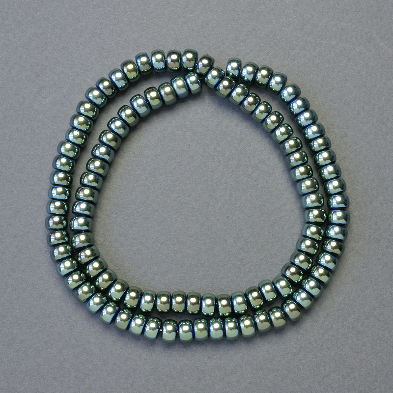חרוזי המטיט בצבע ירוק משתנה בצורת רונדלי, קוטר 6×4 מ״מ, אורך 42 ס״מ