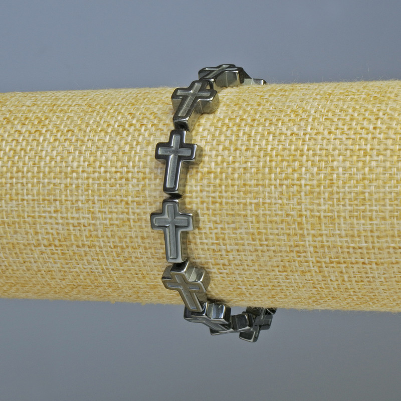 צמיד מהמטיט «צלב», קוטר 10×14 מ״מ, 5×4 מ״מ +-, אורך 18 ס״מ +- (מתיחה)