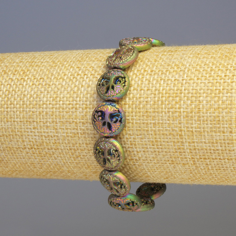 צמיד המטיט מעץ בצבעים מרובים, קוטר 12×4 מ״מ, אורך 18 ס״מ, אלסטי