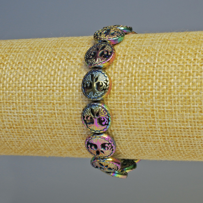 צמיד המטיט «עץ» בצבע משתנה, קוטר 12,5×4,5 מ״מ, אורך 18 ס״מ, אלסטי