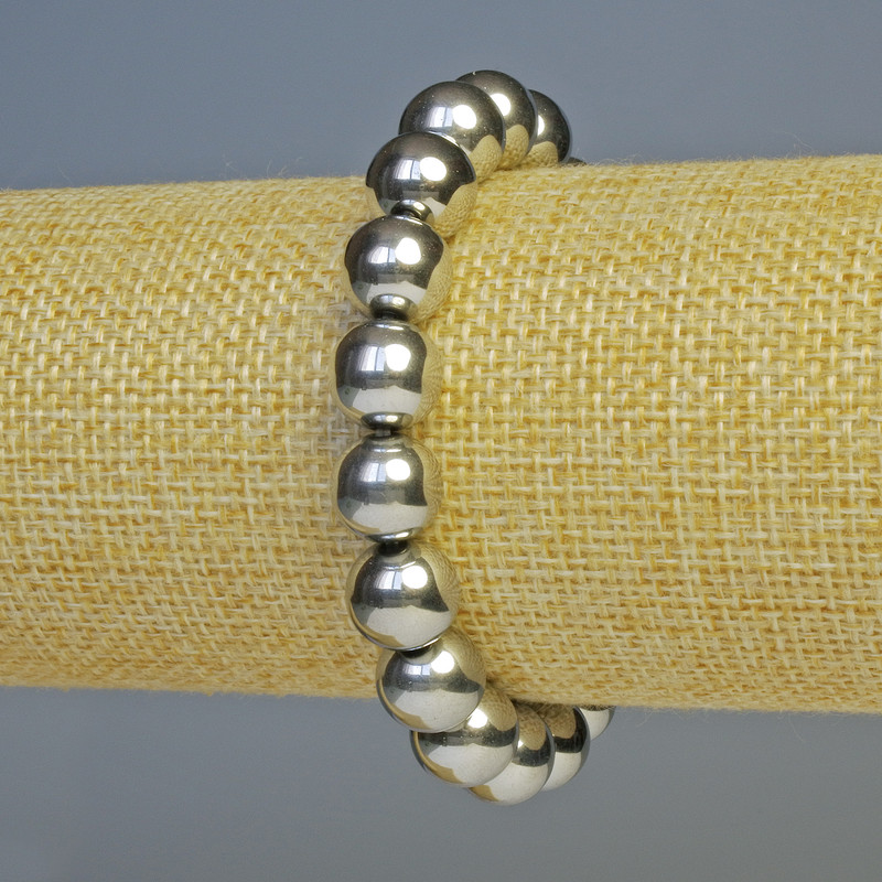 צמיד המטיט כדור בצבע כסף, קוטר 10 מ״מ, אורך 18 ס״מ, סטרץ'