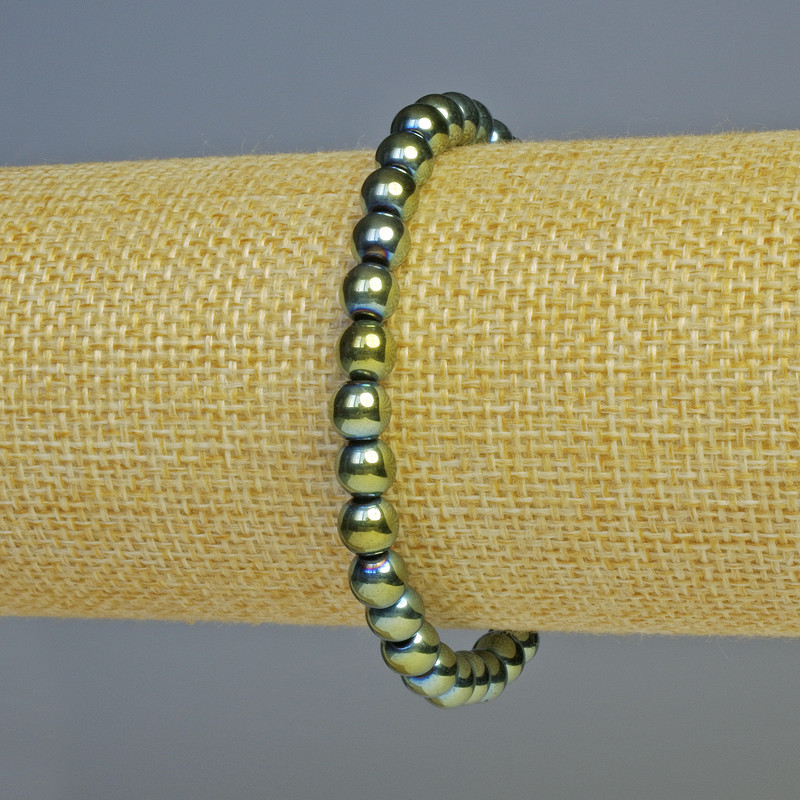 צמיד המטיט חרוזים בצבע ירוק-משתנה, קוטר 6 מ״מ, אורך 18 ס״מ, גמיש
