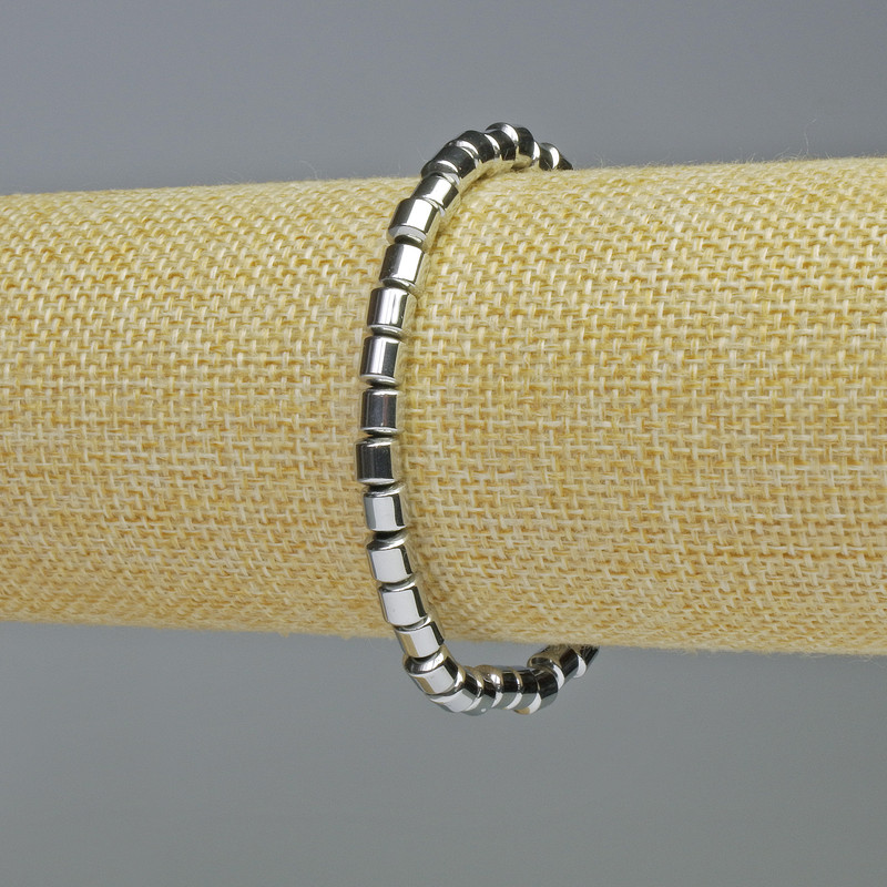 צמיד המטיט בצורת צילינדר, צבע כסף, קוטר 5×5 מ״מ, אורך 18 ס״מ, גומי אלסטי