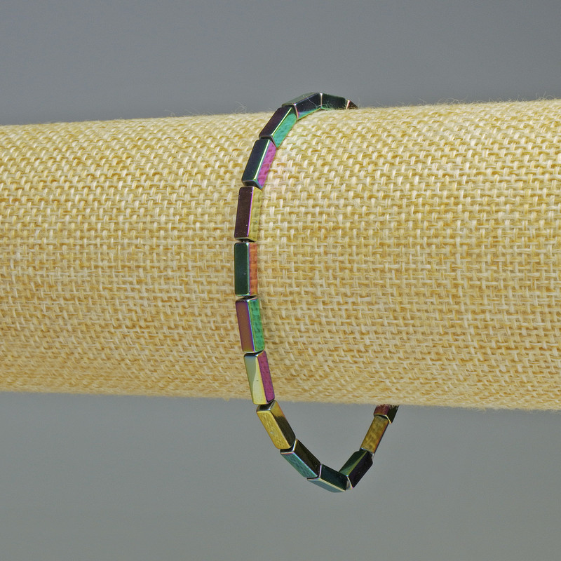 צמיד המטיט מלבנים בצבע קשת, מידות 9×3 מ״מ, אורך 18 ס״מ – אלסטי