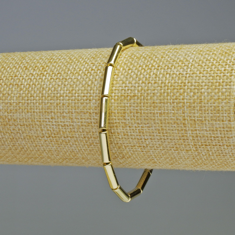 צמיד המטיט בצינורות בצבע זהב בהיר, קוטר 13×4 מ״מ, אורך 18 ס״מ, אלסטי