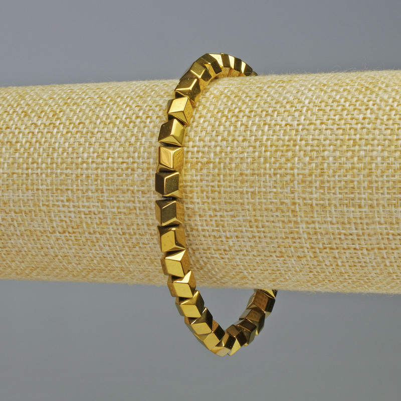 צמיד המטיט במשושים זיג-זג בצבע זהב, קוטר 6×6 מ״מ, אורך 18 ס״מ, אלסטי