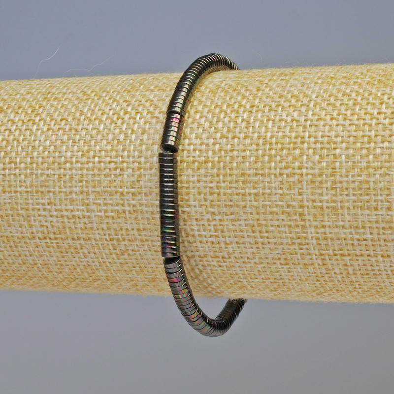 צמיד המטיט רונדל בצבע שחור-קשת רב-צבעי, קוטר 4×1 מ״מ, אורך 18 ס״מ, אלסטי