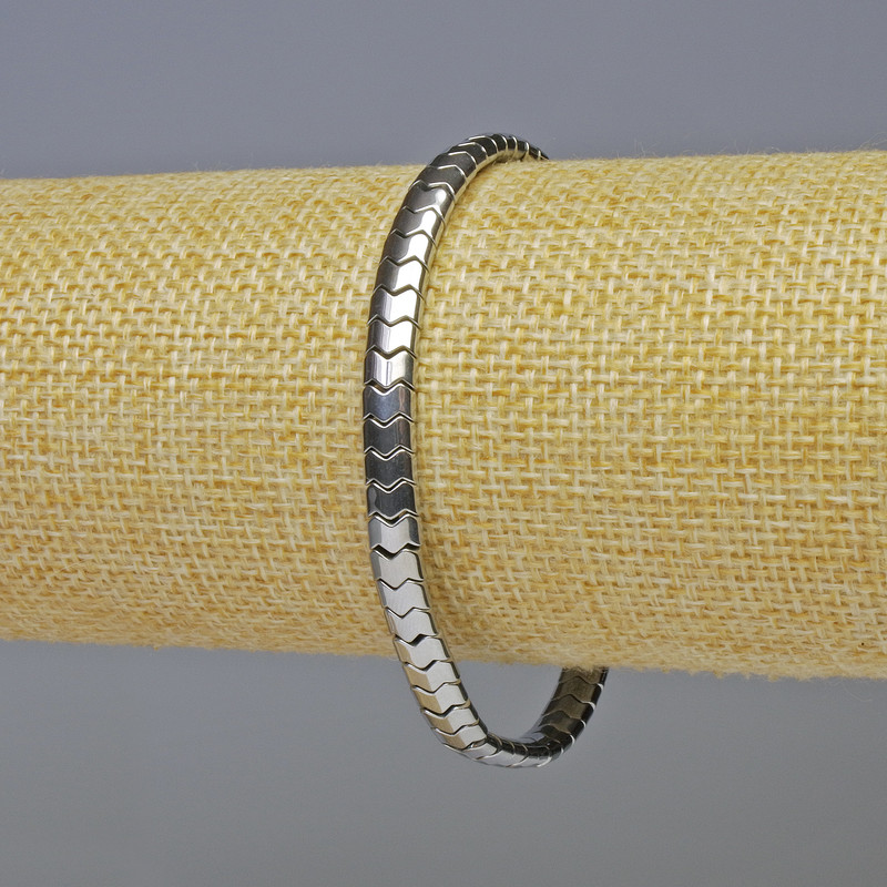 צמיד המטיט «נחש» זיגזג גל כסף, קוטר 5×4×3 מ״מ, אורך 18 ס״מ, מתיחה