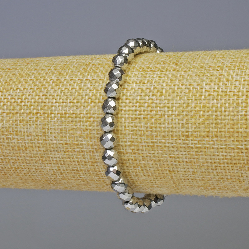 צמיד המטיט מחורצת כדור בצבע כסף, קוטר 6 מ״מ, אורך 18 ס״מ, סטרץ