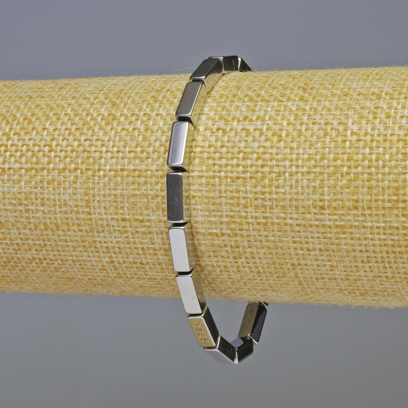 צמיד מהמטיט מלבני כסוף, קוטר 10×4 מ״מ, אורך 18 ס״מ — אלסטי