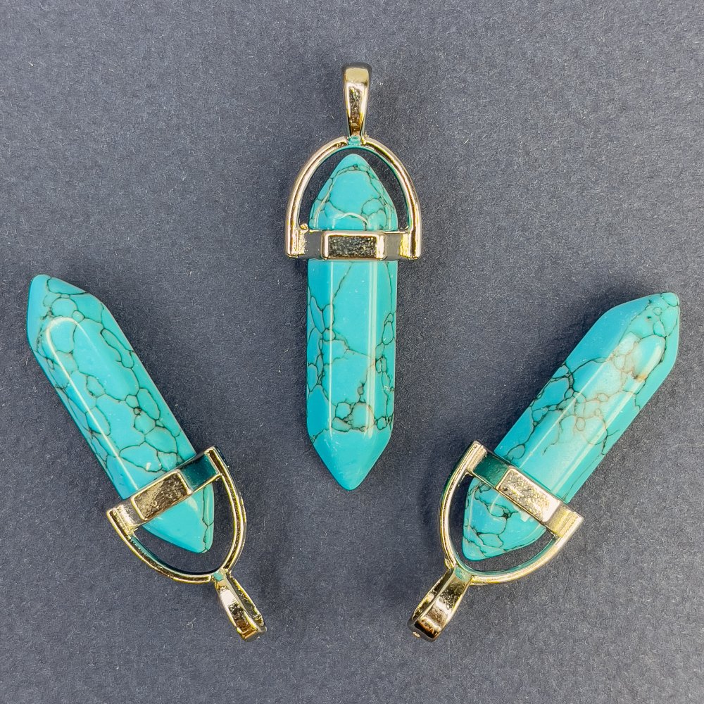 תליון משושה «טורקיז כחול» (מעוצב בלחיצה) 41×34×9 מ״מ