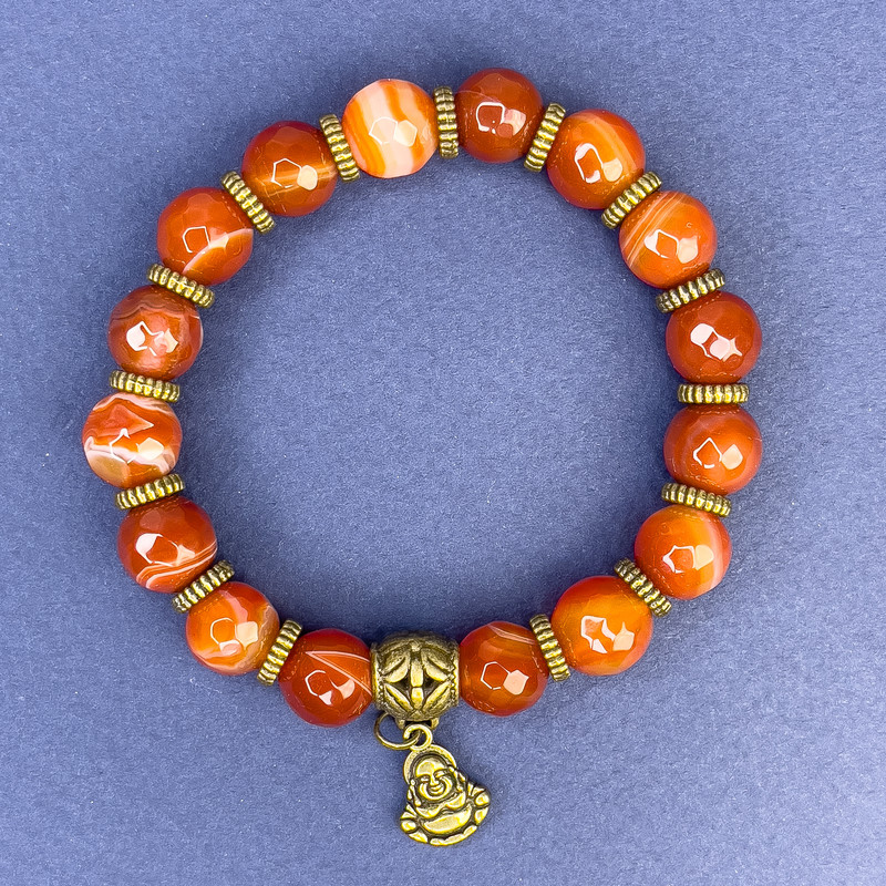 צמיד אגת חרוט כדור, קוטר 10 מ"מ, אורך 18 ס"מ +/- מתיחה