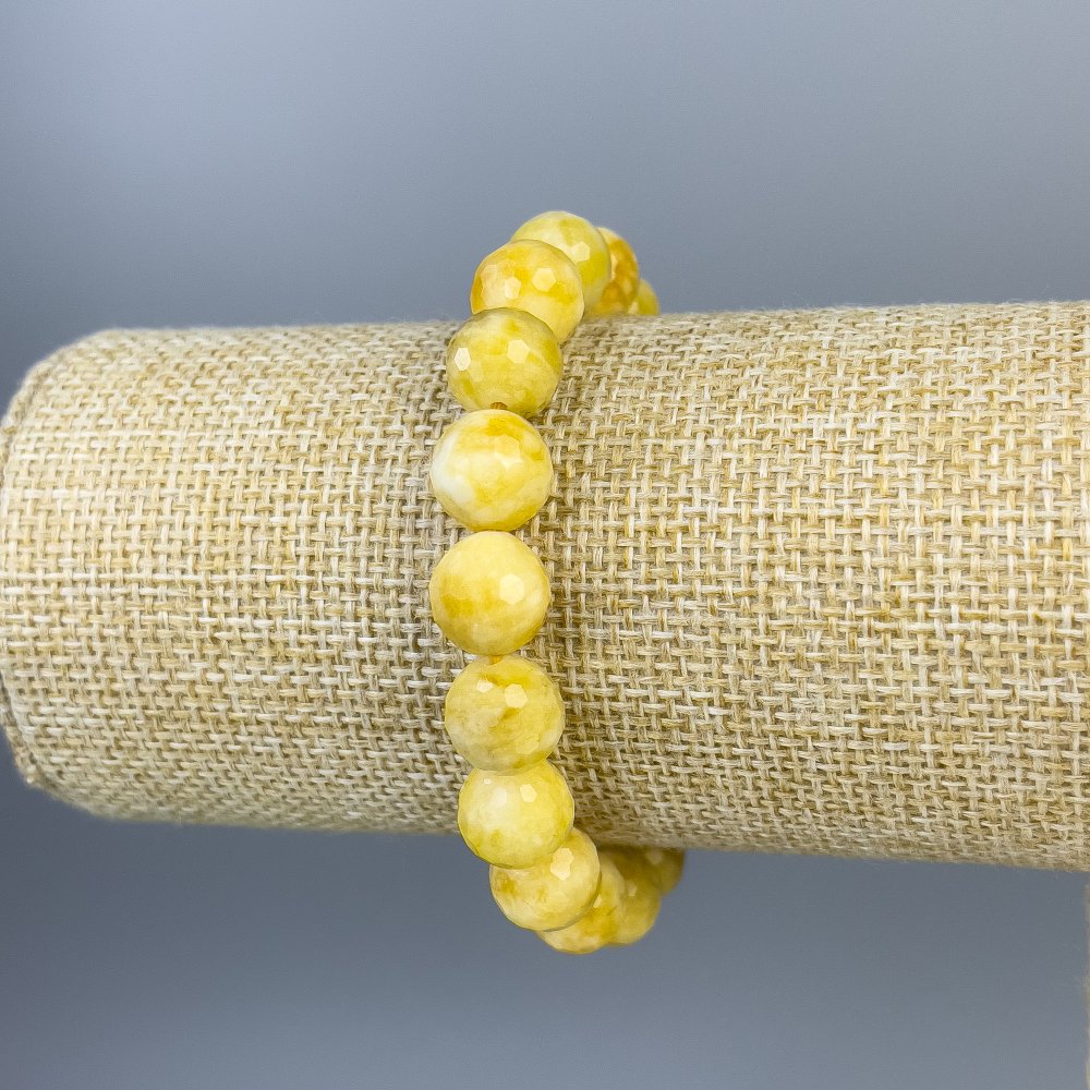 צמיד ג'יידייט חרוט כדור 10 מ״מ, אורך 18 ס״מ, מתיחה