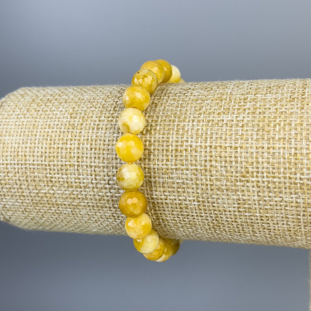 צמיד ג'אדייט חרוז מחוספס 8 מ״מ, אורך 18 ס״מ, סטרץ