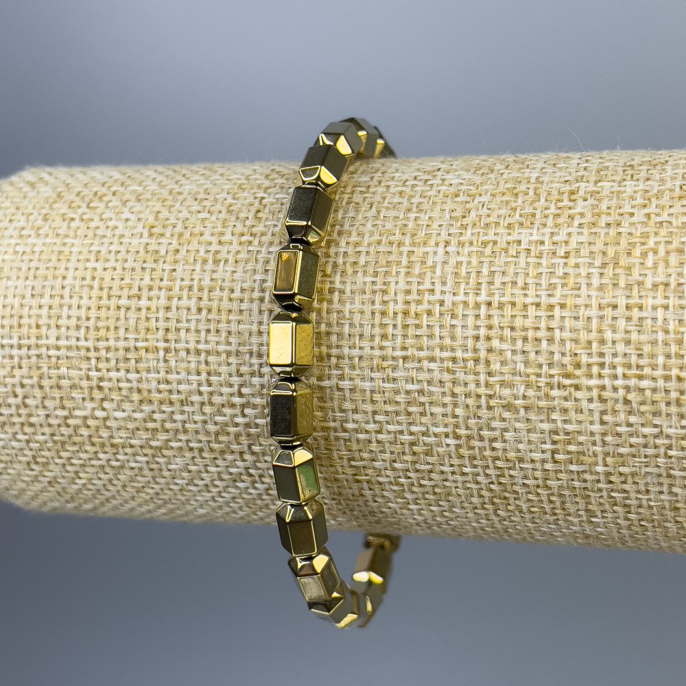 צמיד המטיט זהוב בצורת משושים, קוטר 8×5 מ״מ, אורך 18 ס״מ, אלסטי