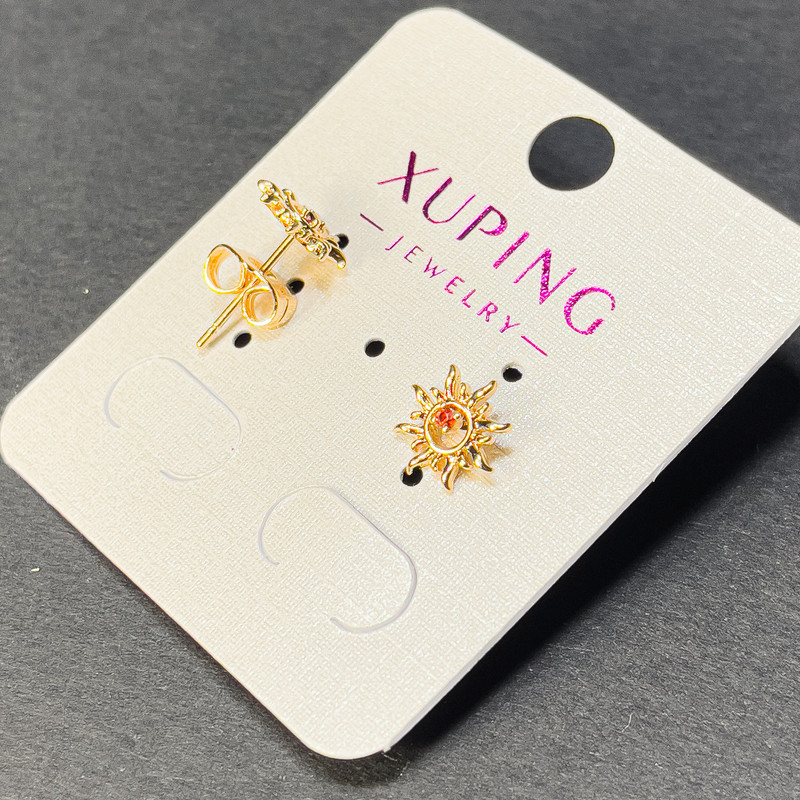 עגילי פוסטים כדוריים Xuping עם קריסטל אדום בקוטר 9 מ״מ ± זהב מצופה 18K