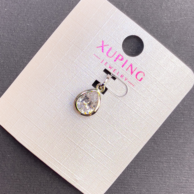 תליון Xuping עם קריסטל לבן, קוטר 8 מ״מ, אורך 16 מ״מ, בציפוי ורודיום