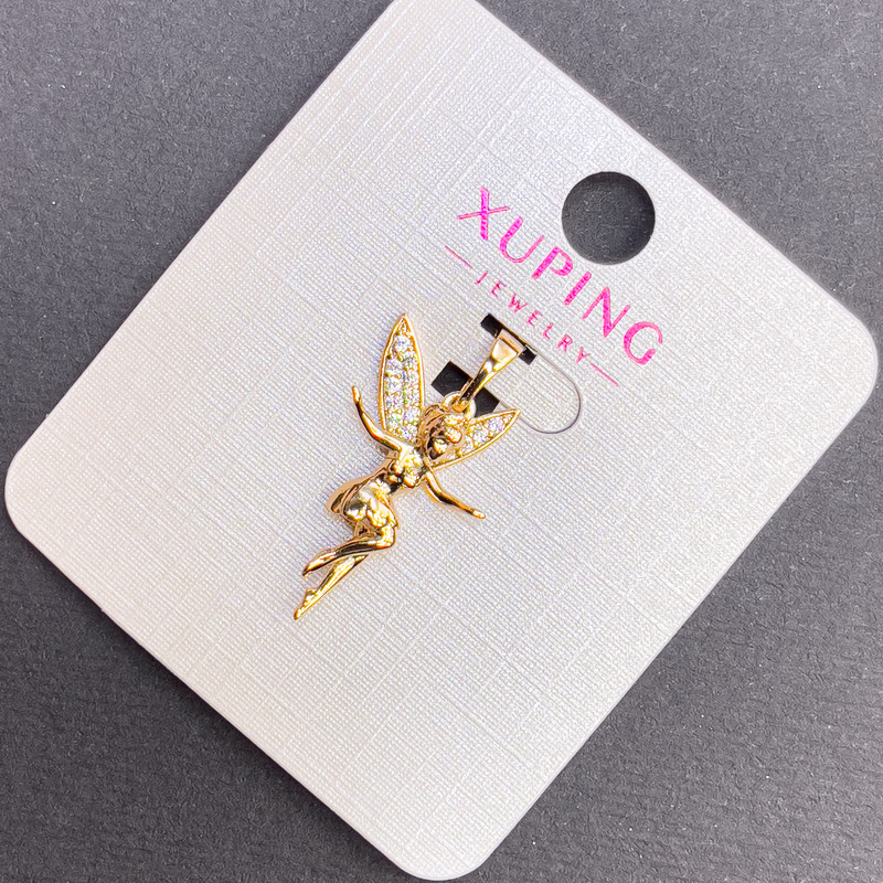 תליון Xuping – פיה עם זרקונים לבנים, קוטר 14 מ״מ ±, אורך 27 מ״מ ±, מצופה בזהב 18K