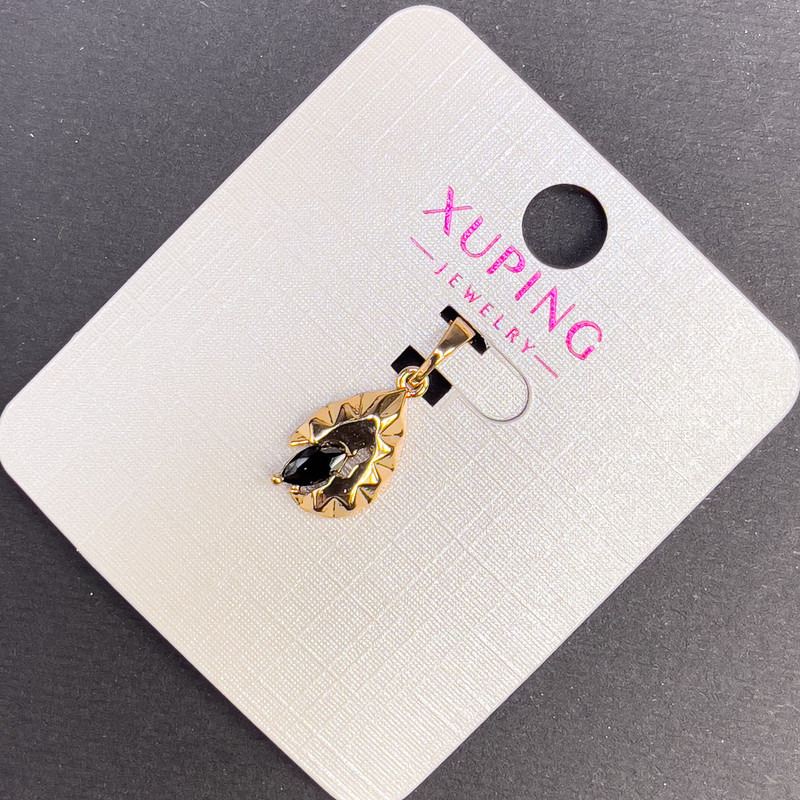 תליון Xuping עם קריסטל שחור, קוטר 8 מ״מ ±, אורך 20 מ״מ ±, מצופה בזהב 18K