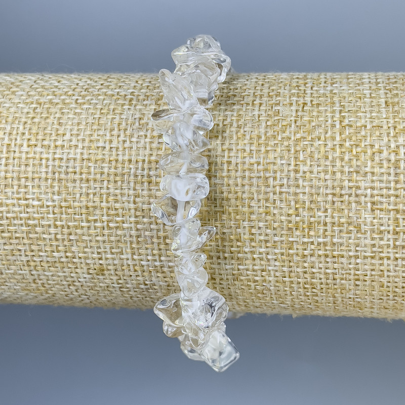 צמיד קריסטל הרי – גרגרי, קוטר 8–11×5 מ״מ, אורך 18 ס״מ, סטרץ'