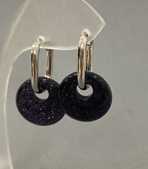 עגילי אבנטורין כחול חול — ליל קהיר חישוק, קוטר 18 מ״מ ±, אורך 30 מ״מ ±