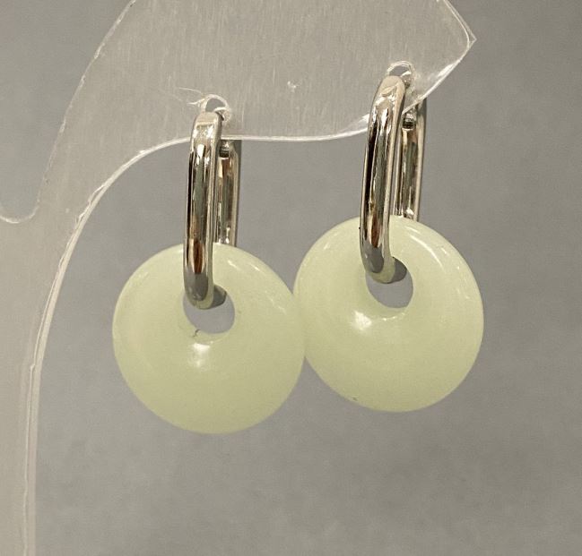 עגילי אוניקס בצורת טבעת, קוטר 18 מ״מ, אורך 30 מ״מ, מתכת כסף