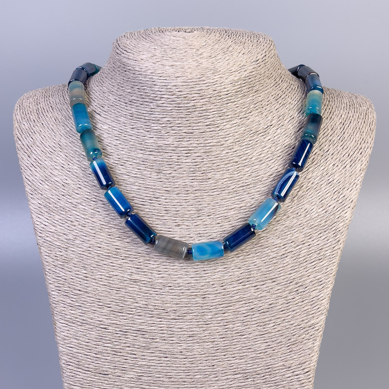 שרשרת אגת חלקה בצילינדרים, קוטר 15×8 מ״מ, אורך 45 ס״מ, עם סגר