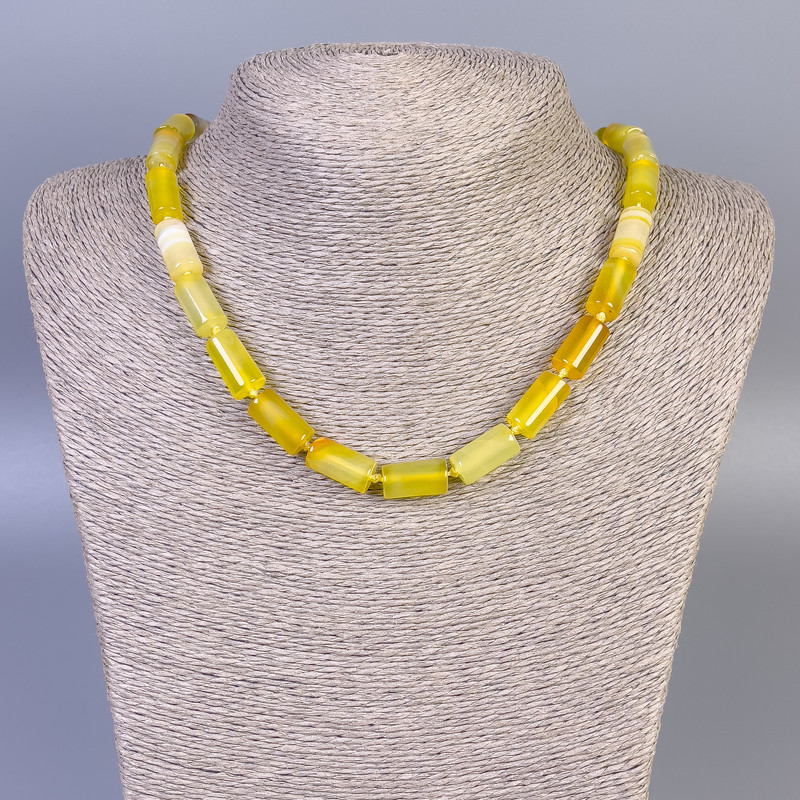 שרשרת אגת חלקה בצורת צינדר, קוטר 15×8 מ״מ, אורך 45 ס״מ ± עם סוגר