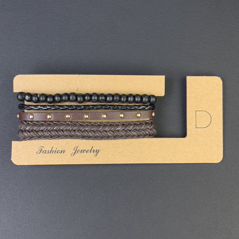 צמיד תלת-שכבות מעור אקולוגי להידוק, אורך 18–24 ס״מ ± חרוזים בקוטר 6 מ״מ ±